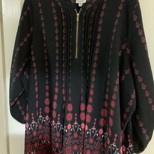 Avenue 22/24 Black and Red Patterned Top
